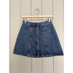 Urban Outfitters BDG Denim Snap Front Mini Skirt S Small Patch Pockets